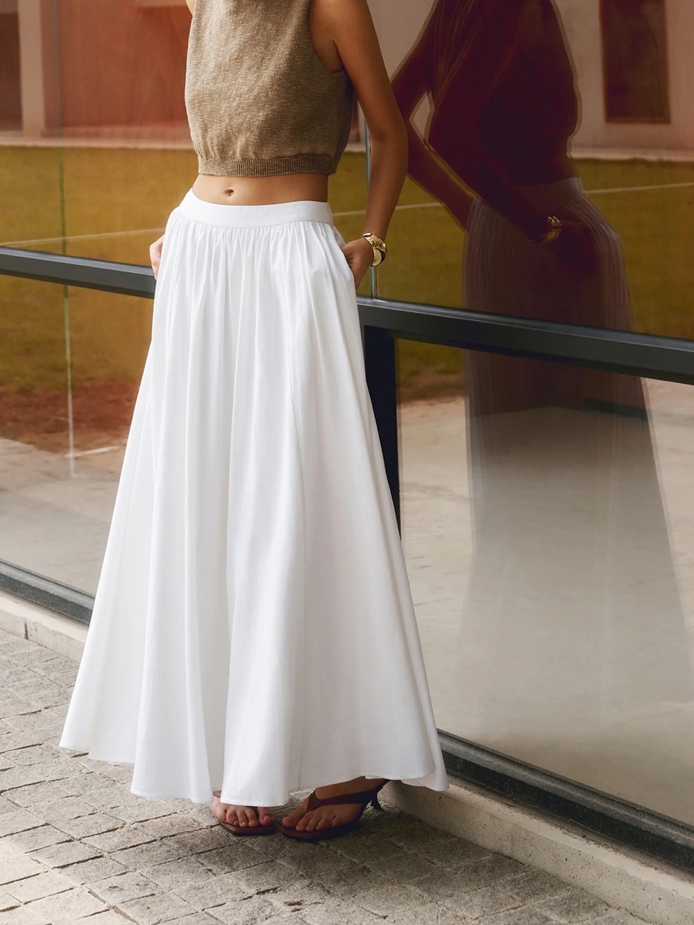 Commense Linen Pleated Maxi Skirt Size M - Picture 3 of 8